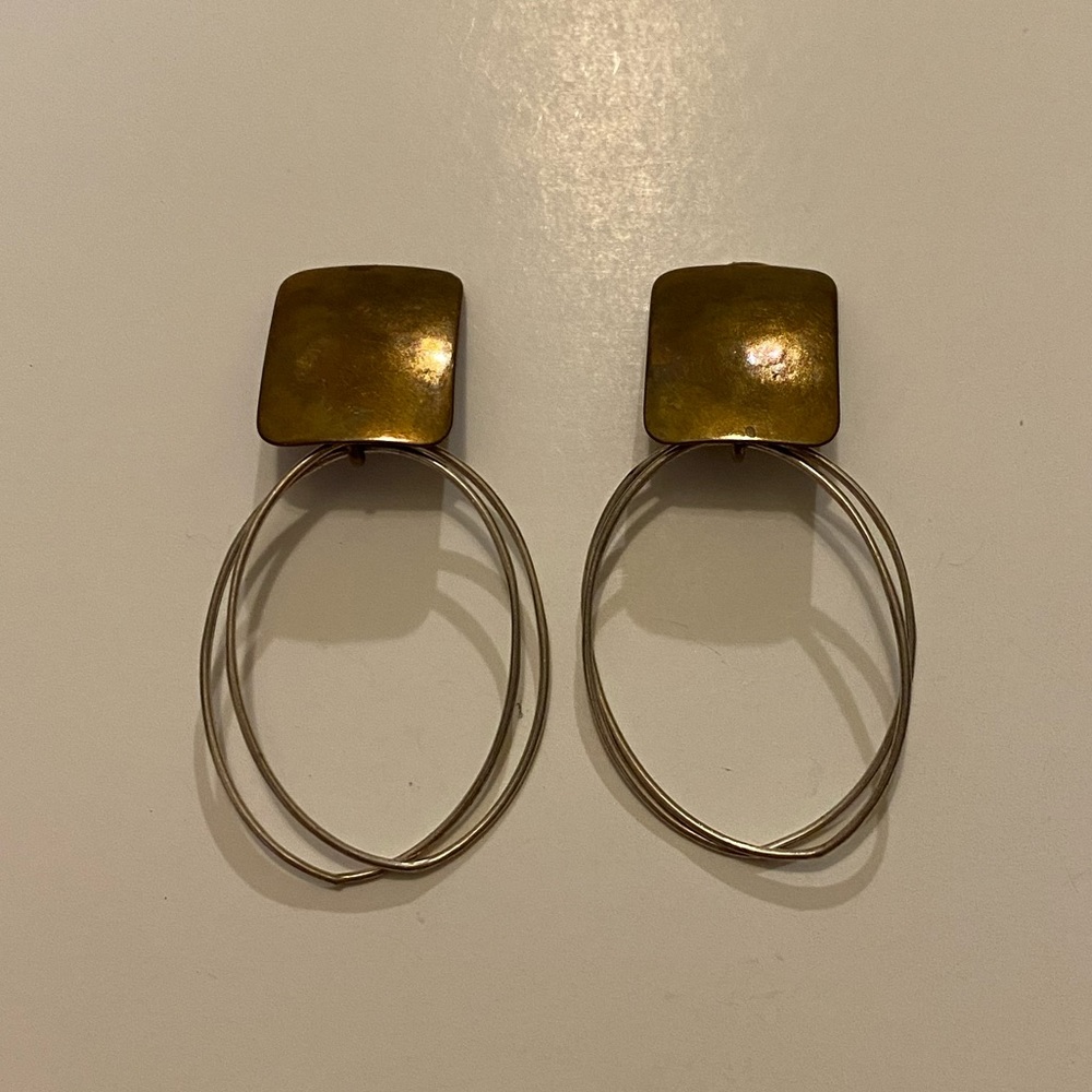 Vintage Marjorie Baer Mixed Metal Clip On Earrings